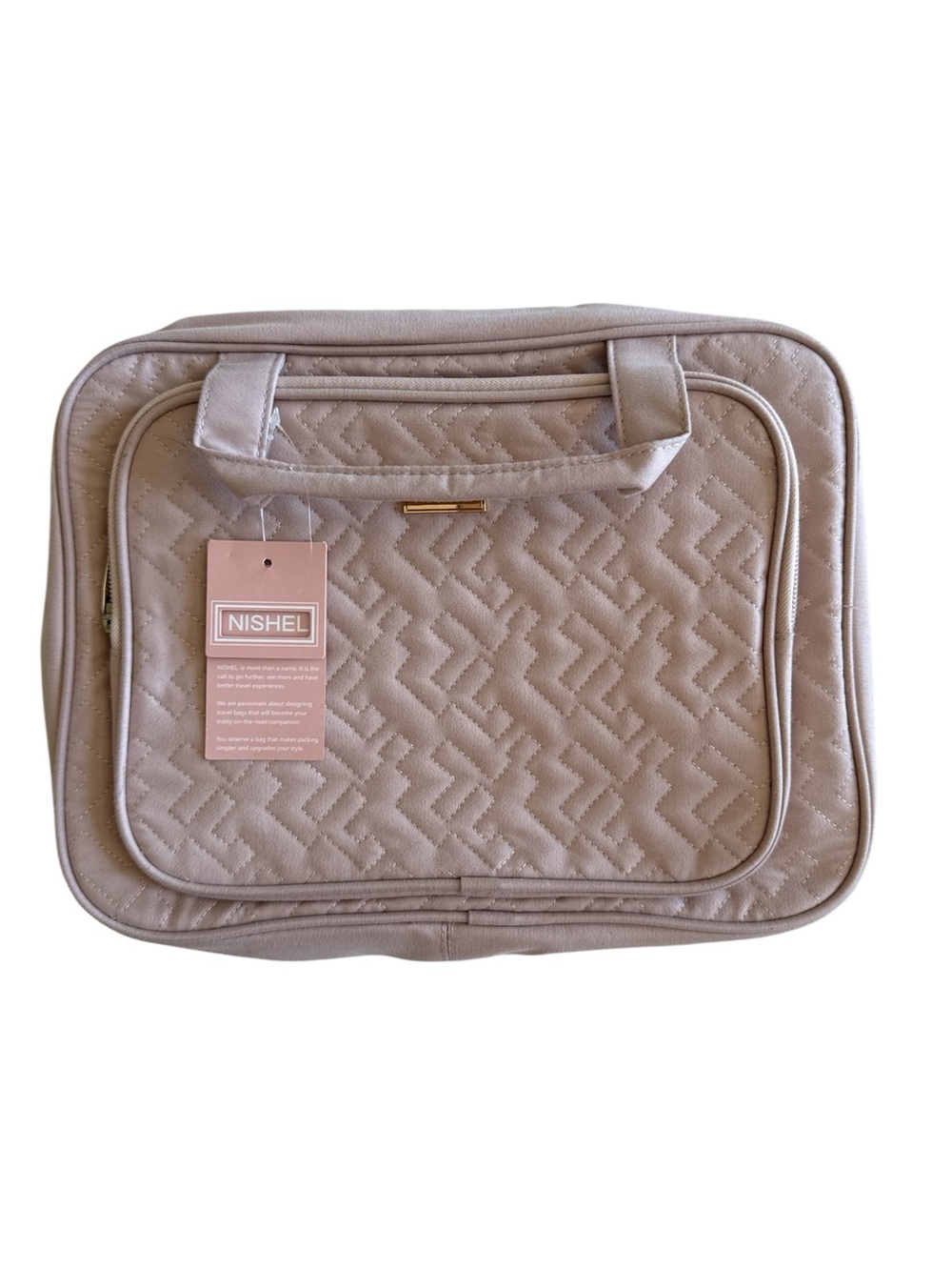Nishel Quilted Beige Travel Tote Bag